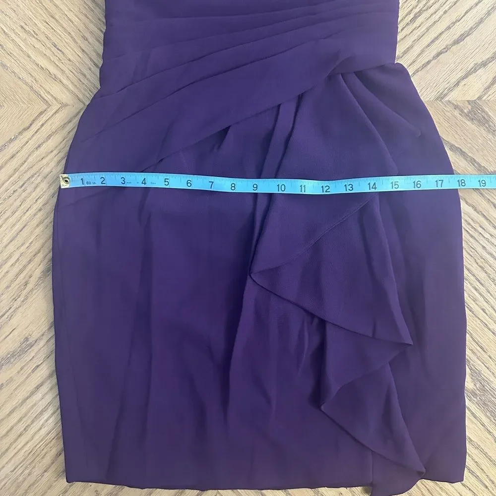 Draped Chiffon Purple Cocktail Dress Gathered Bustier Strapless Bra Insert Sz 6 - Picture 10 of 12
